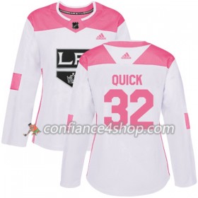 Adidas Maillot de Hockey Los Angeles Kings Jonathan Quick 32 2017-2018 Blanc Rose Fashion Authentic - Femme